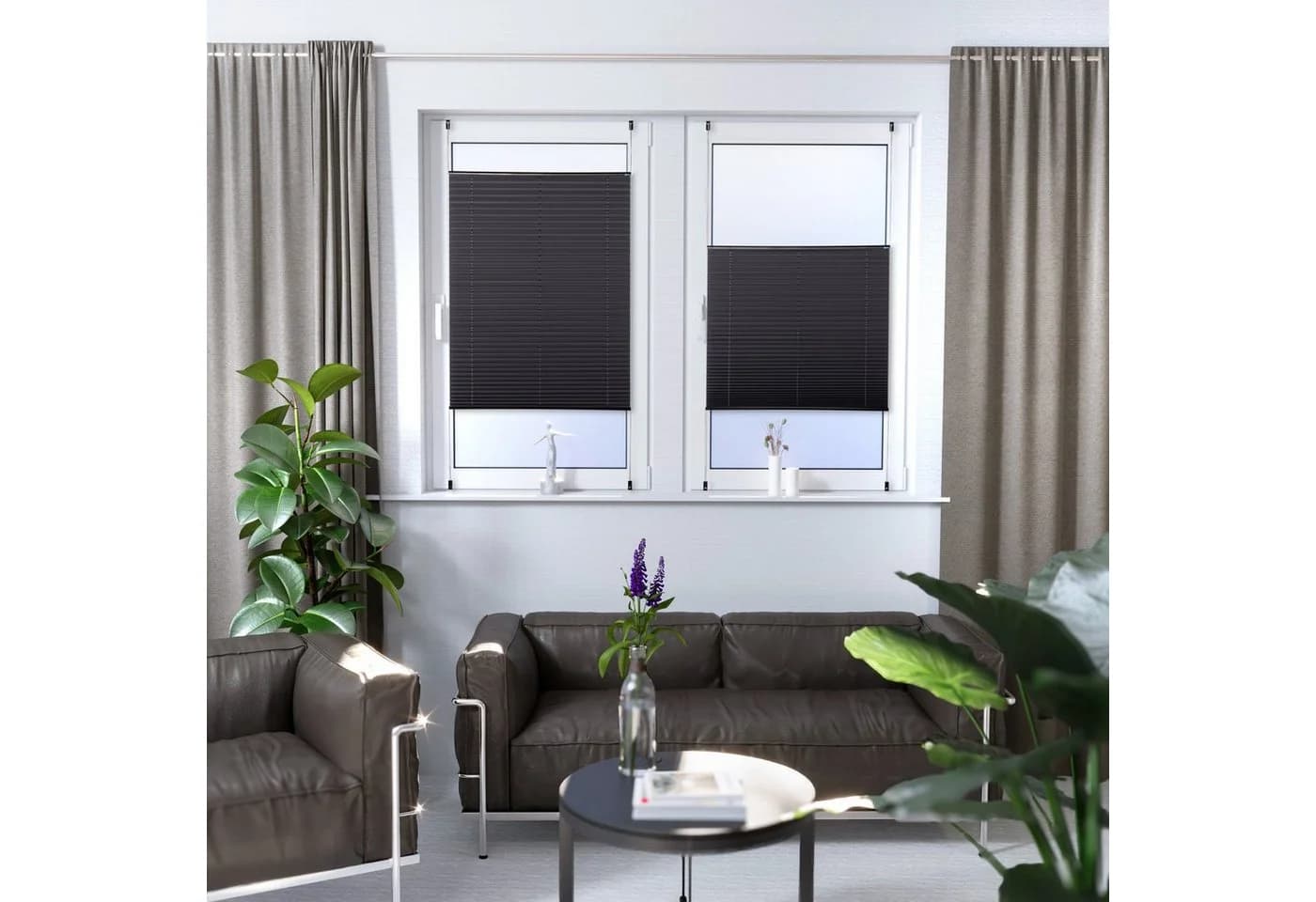 K-HOME Plissee Thermo Elsa Verdunkelung Silber Klemmfix