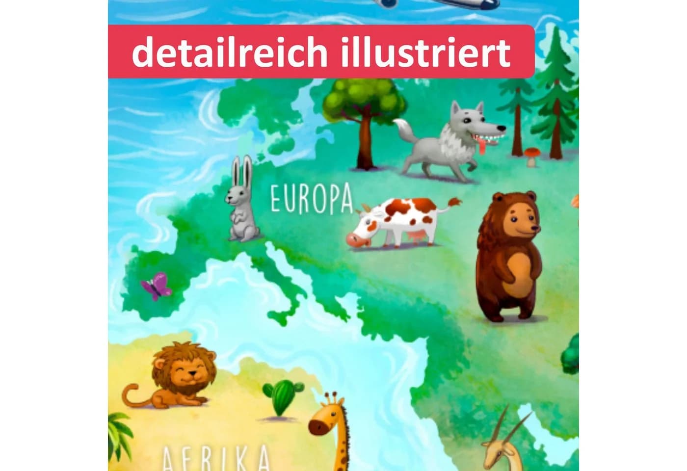 nikima Schreibtischunterlage Weltkarte Bunt Vinyl - Bild 3