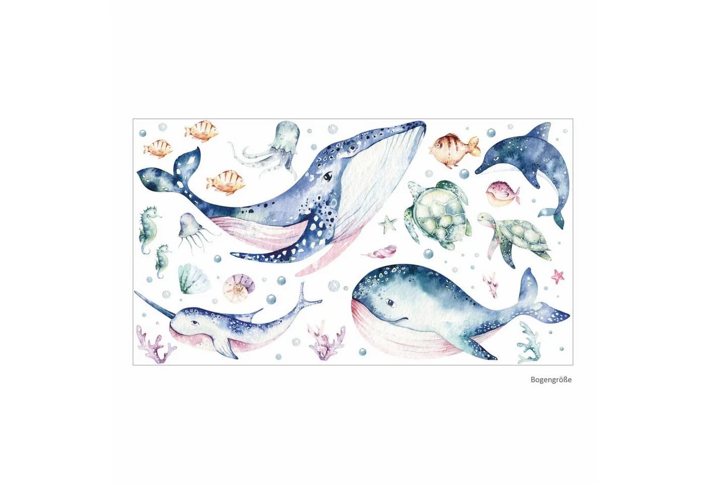 nikima Wandtattoo Meerestiere Aquarell