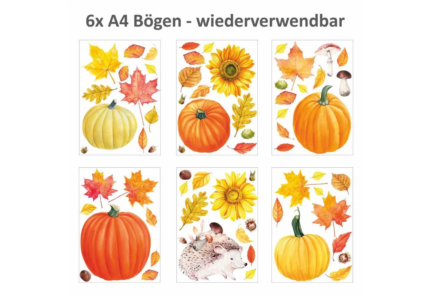 nikima Fensterbilder Herbst Selbstklebend PVC Aufkleber Bunt - Bild 3