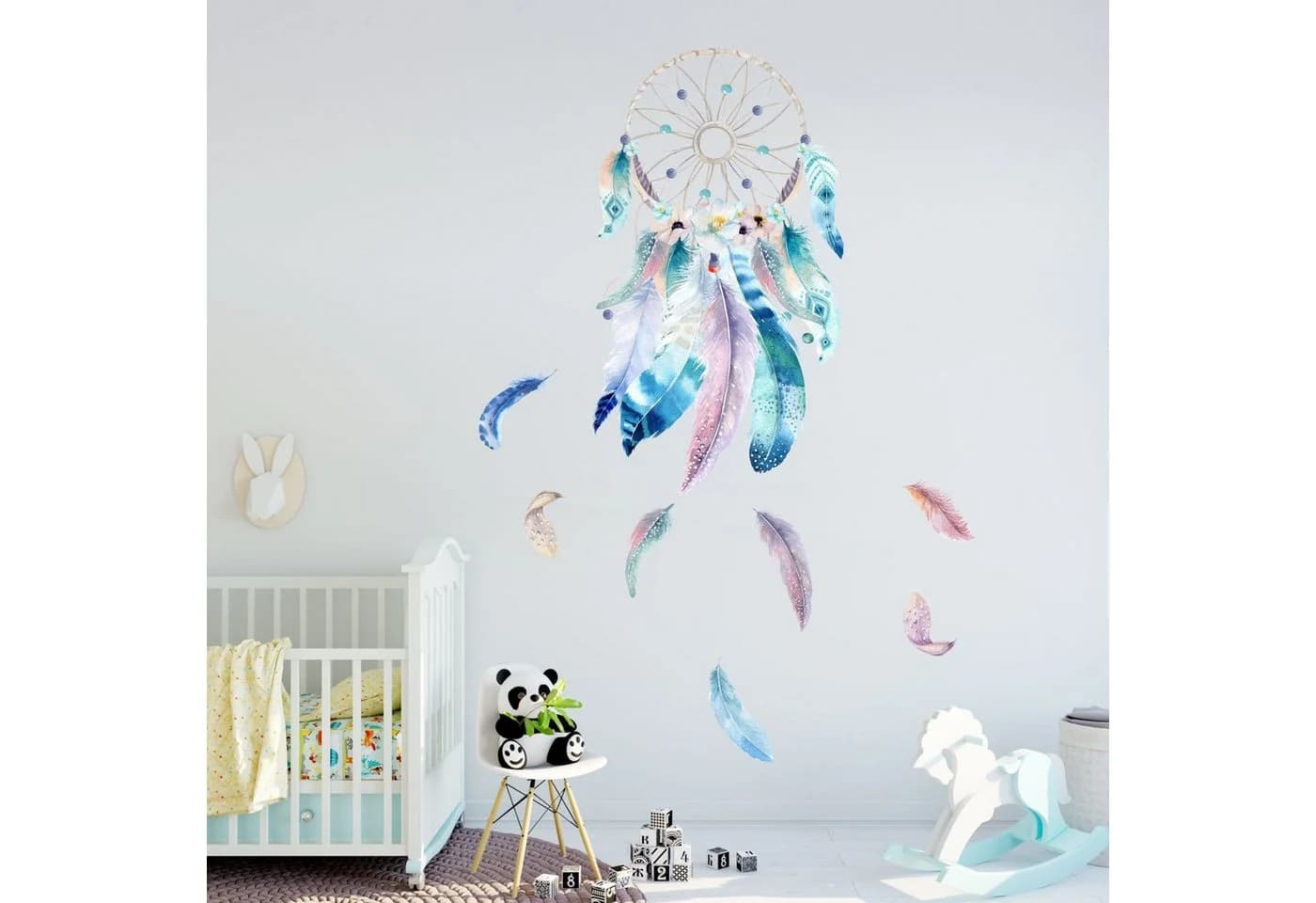nikima Wandtattoo Traumfänger Blau mit Federn PVC-Folie - Bild 5