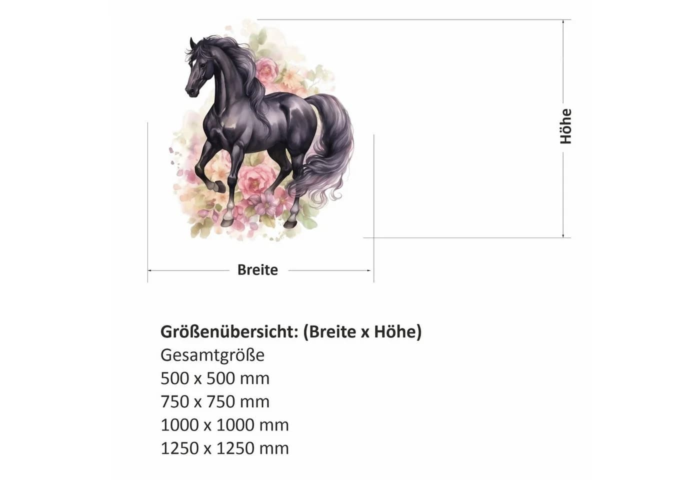 nikima Wandtattoo Pferd Rappe Schwarz PVC-Folie
