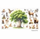 nikima Wandtattoo Waldtiere Aquarell Bunt PVC-Folie Bild 1
