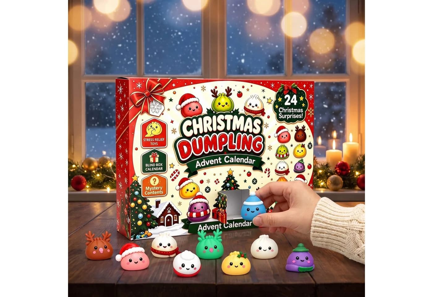 Lucadeau Spielzeug-Adventskalender Squishy 2026 – 24 Mochi Squishies Bunt - Bild 5