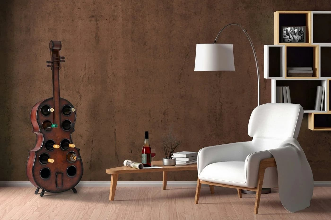 Stagecaptain Weinregal WR-10 Stradivino Cello Design Holz Vintage