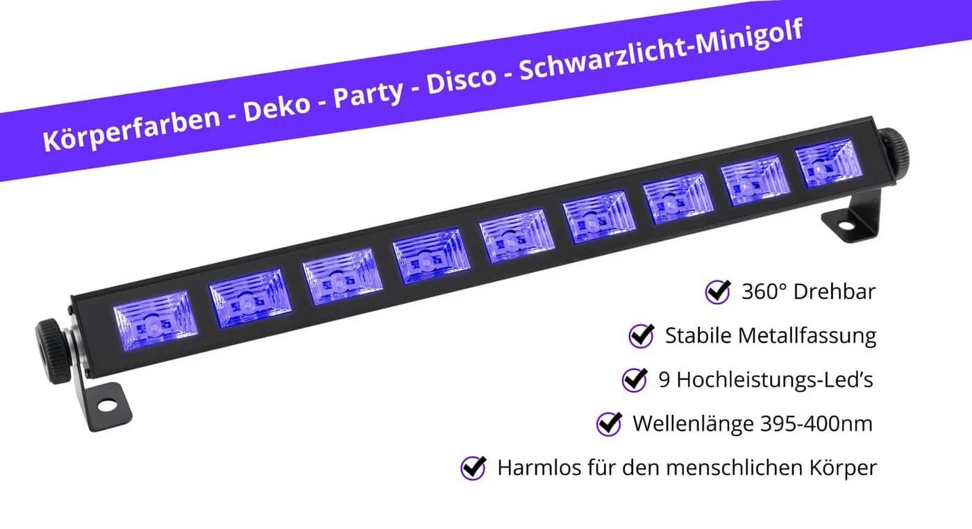 Showlite Discolicht UL-9 UV-Bar Schwarzlichtleiste LED fest integriert - Bild 3