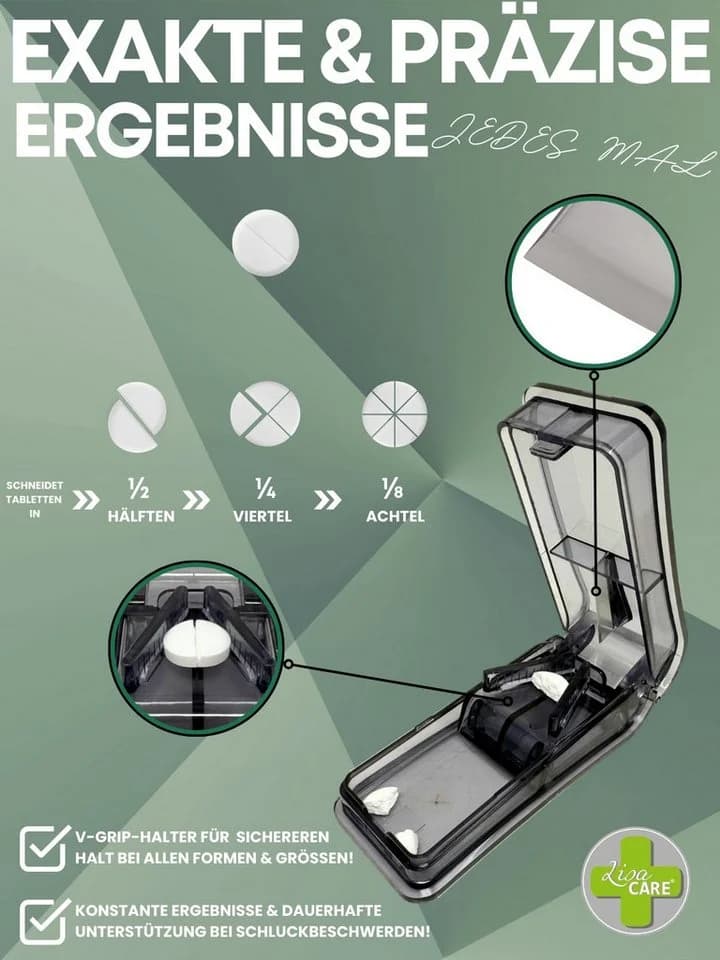 LisaCare Pillendose Tablettenschneider 2er Set Blau Schwarz BPA-frei - Bild 3