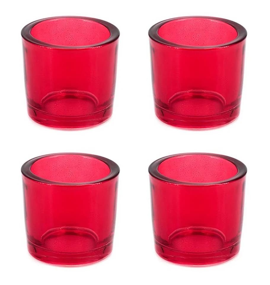 Creativery Teelichthalter Glas 6,5x6cm Rot 4er Set