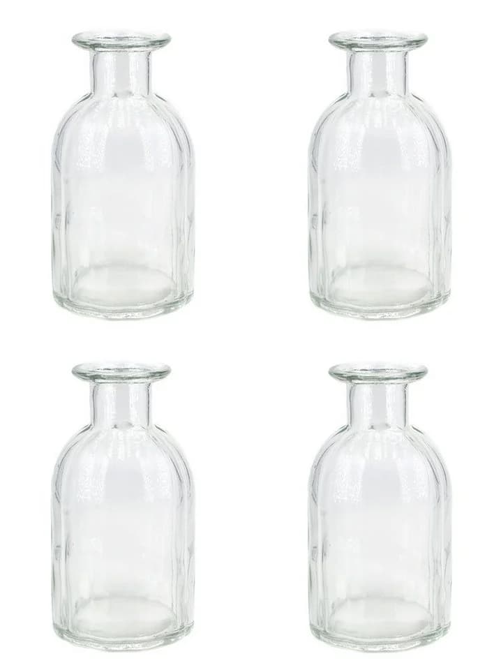 Creativery Dekovase Glas gerillt 14cm klar transparent 4er Set - Bild 2