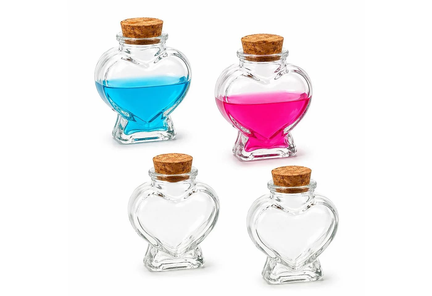 Creativery Deko-Glasflaschen Herzform 8cm klar transparent 70ml 4er Set - Bild 2
