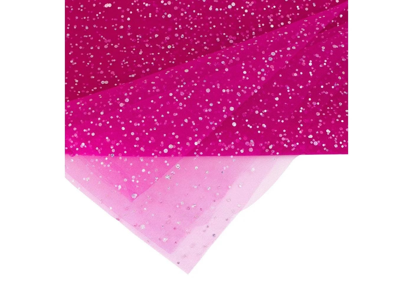 Creativery Tüllstoff mit Glitzerpunkten Fuchsia Pink 150cm x 3m