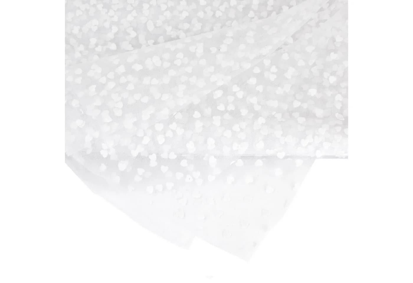 Creativery Tüll Stoff mit Samt Herzen 150cm x 3m Weiß