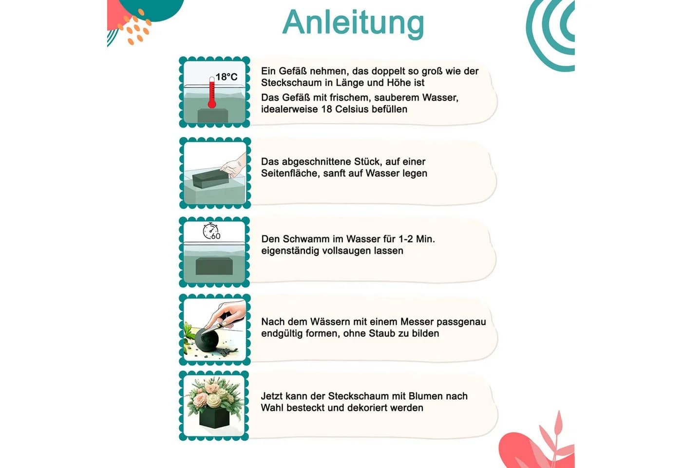 Creativery Nass-Steckschaum Girlande Grün ca. 2m - Bild 4