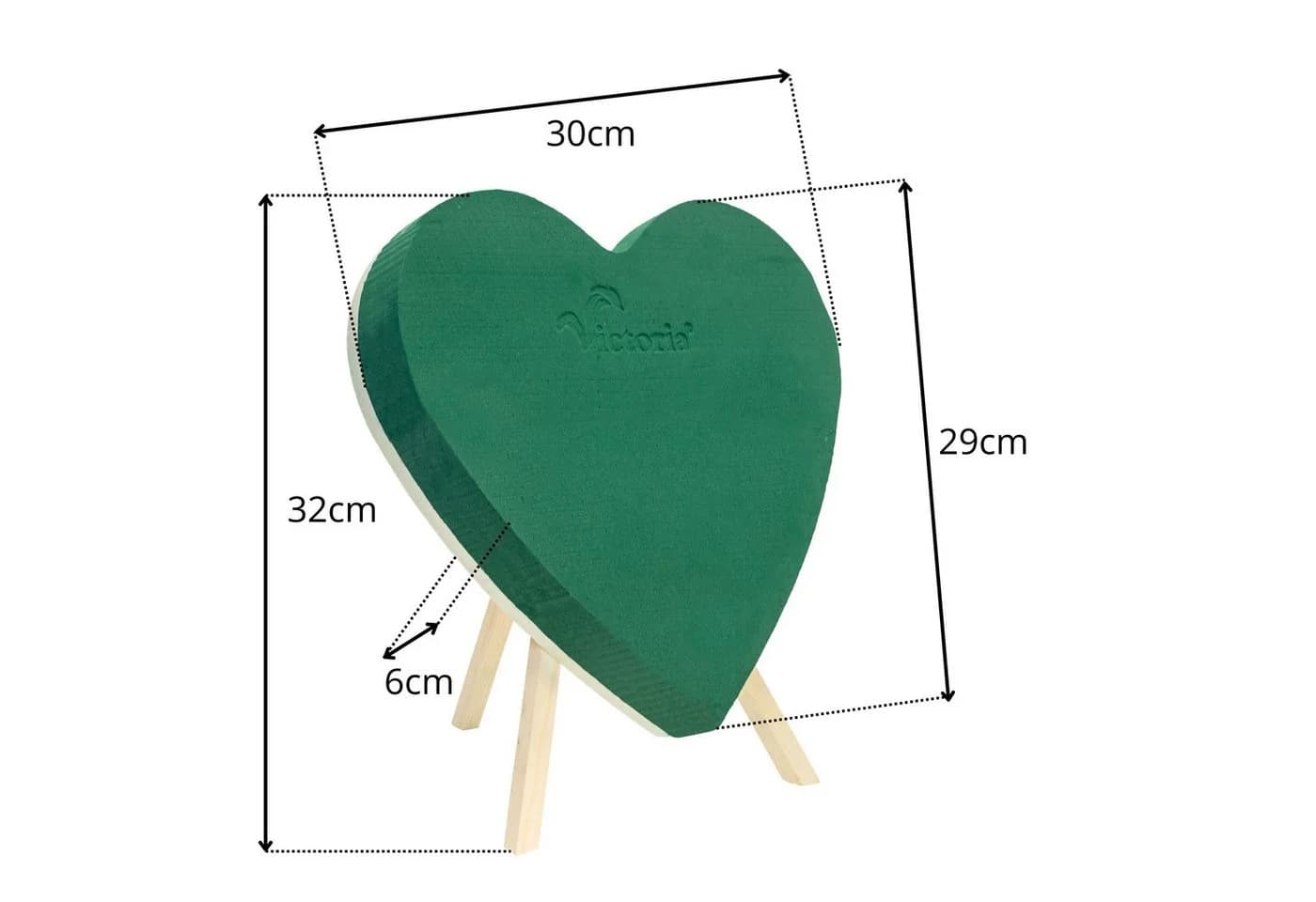 Creativery Bastelmoos Herz 30cm mit Holzständer Grün