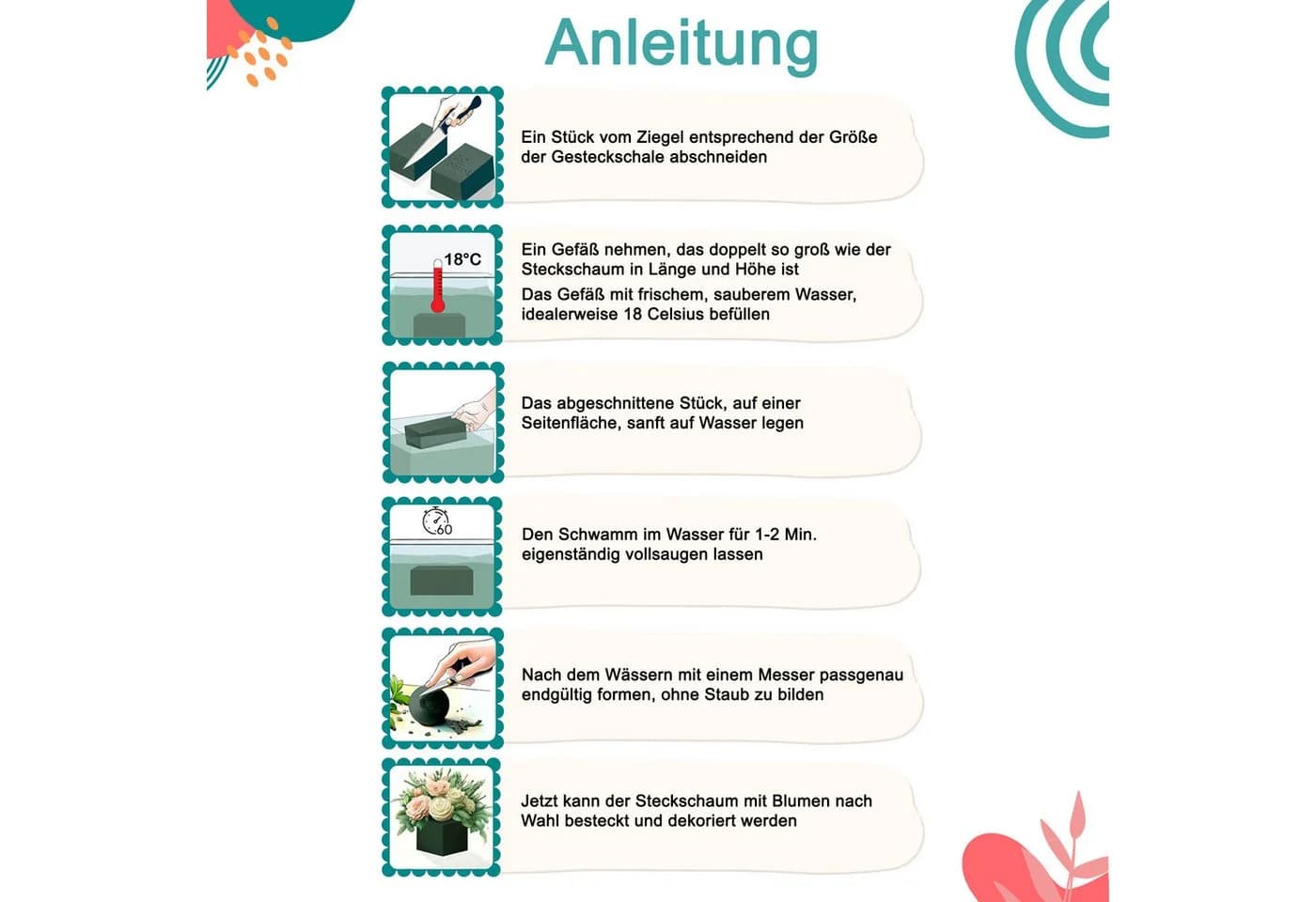 Creativery Nass Steckschaum Ziegel 3er Set Grün für Blumen - Bild 5
