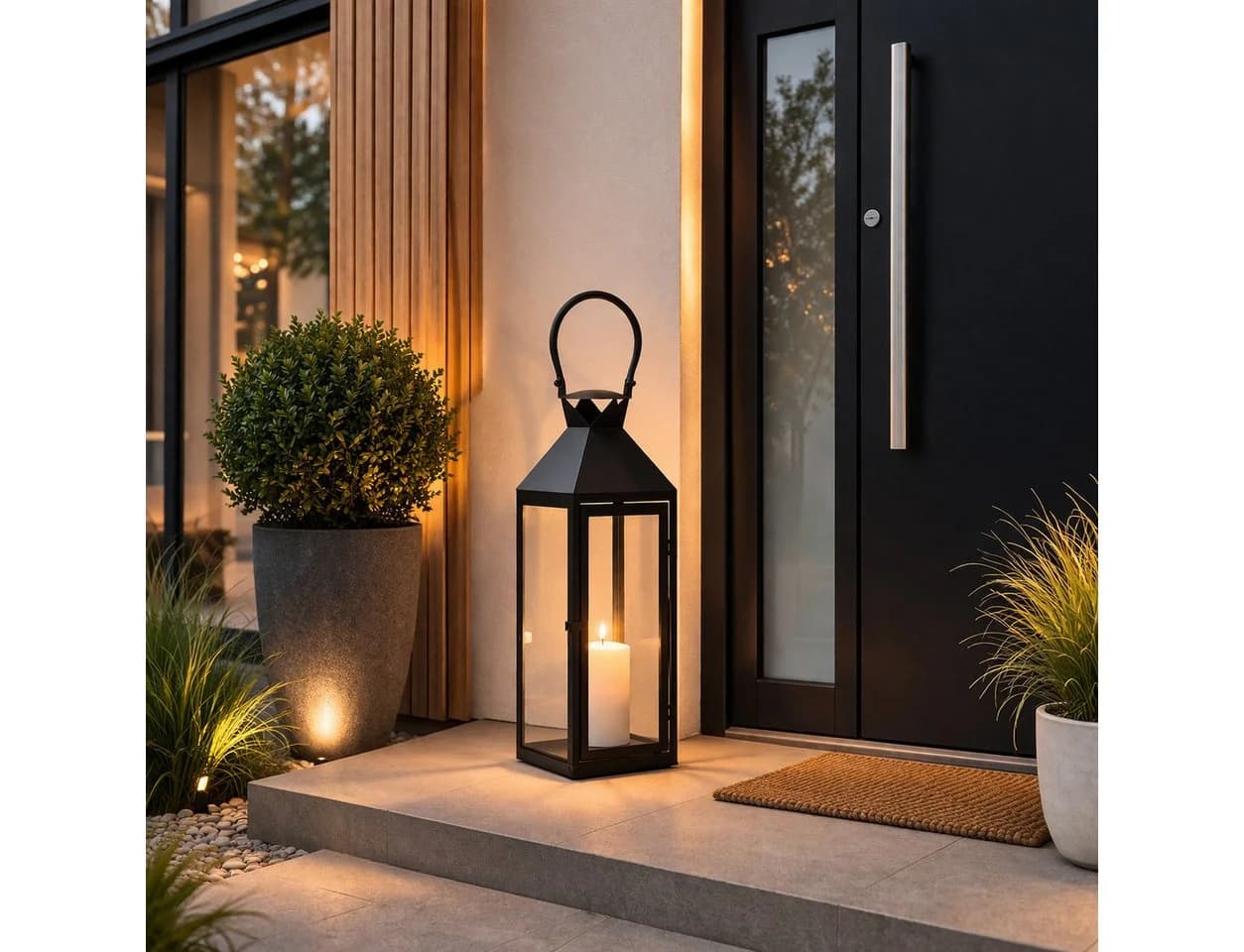 Mojawo Laterne XXL Garten Schwarz Metall 54cm