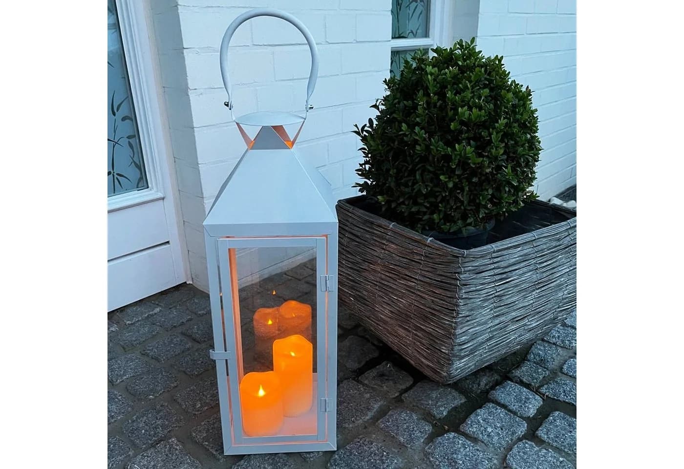 INDA-Exclusiv Laterne Große Garten - Laterne Windlicht Weiß Metall 54cm - Bild 5