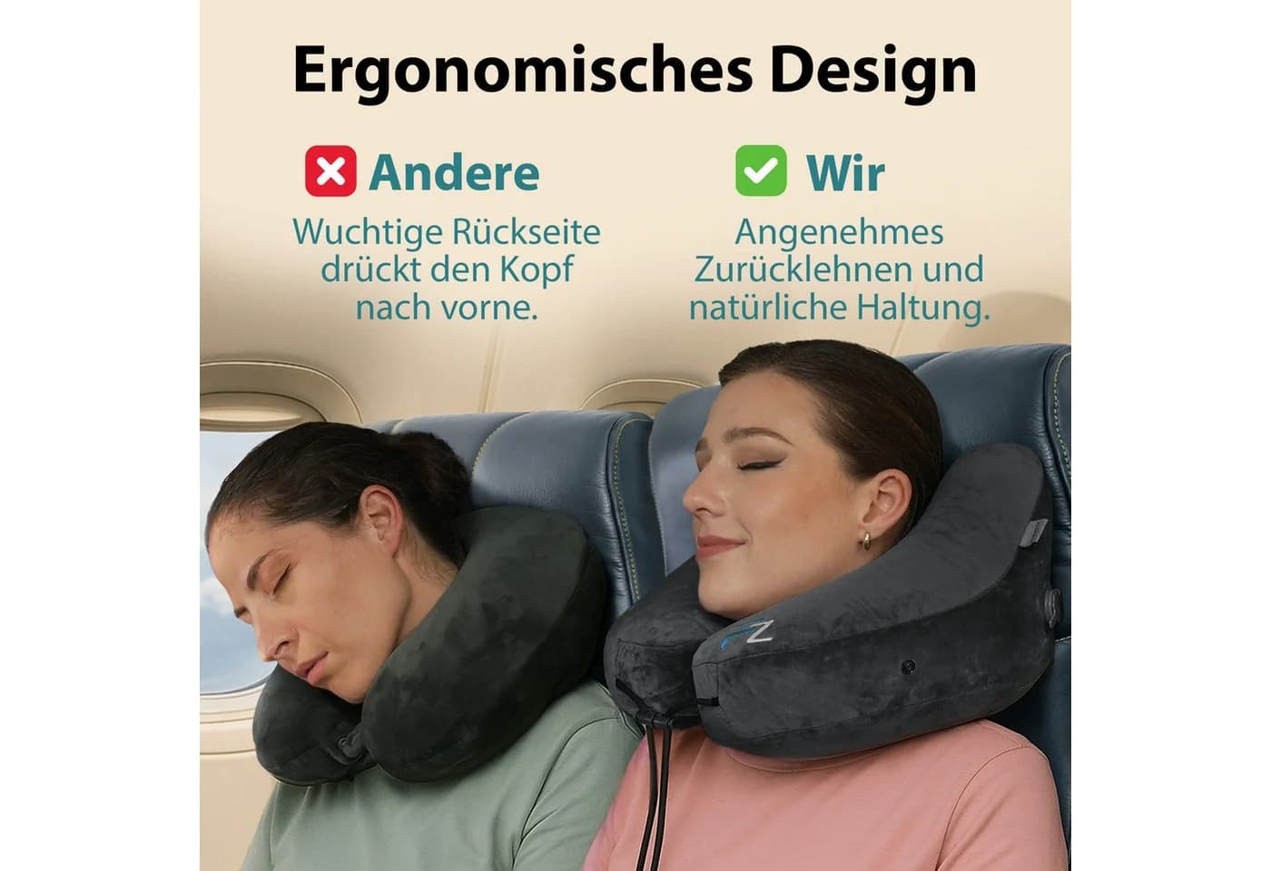 FLOWZOOM Nackenhörnchen AIR aufblasbar - Schwarz - Reisekissen mit Kapuze