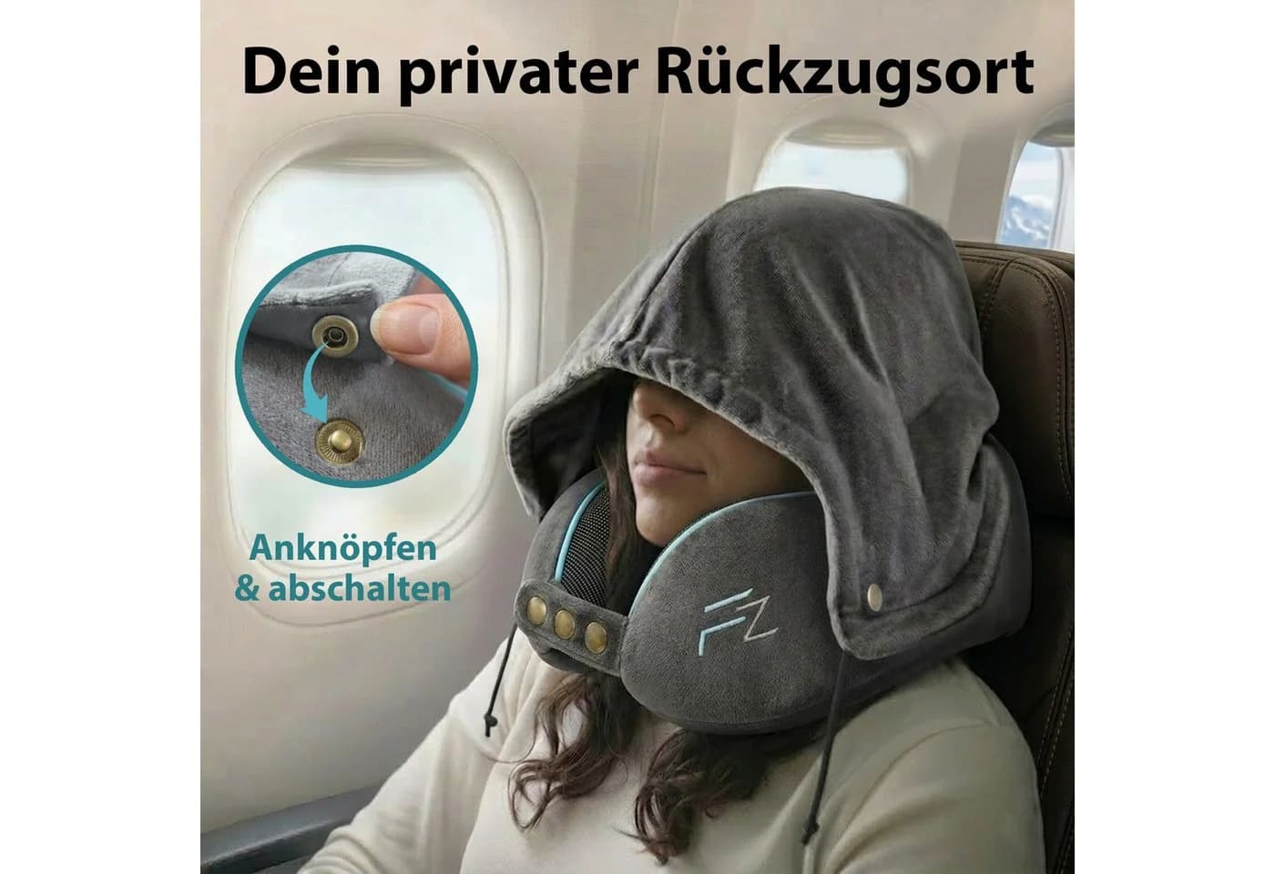 FLOWZOOM COMFY Nackenkissen Grau Memory-Schaum Reisekissen verstellbar