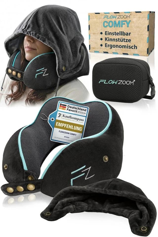 FLOWZOOM Nackenhörnchen COMFY Reisekissen Memory-Schaum Schwarz - Bild 2