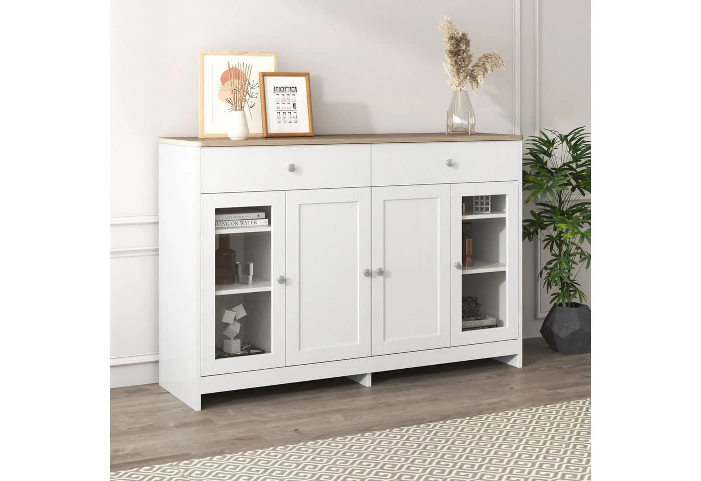 SOFTWEARY Sideboard Weiß Modern MDF - Bild 3