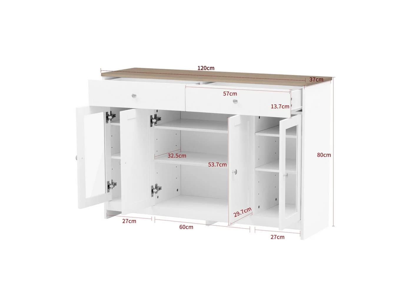 SOFTWEARY Sideboard Weiß Modern MDF - Bild 5