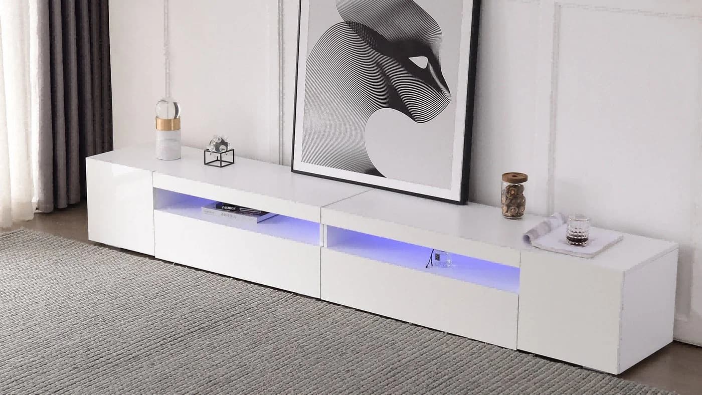 SOFTWEARY Lowboard TV-Schrank Weiß Modern - Bild 3