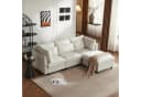SOFTWEARY Ecksofa L-Form mit Hocker und Kissen Leinen Beige Bild 1