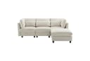 SOFTWEARY Ecksofa L-Form mit Hocker und Kissen Leinen Beige Bild 2