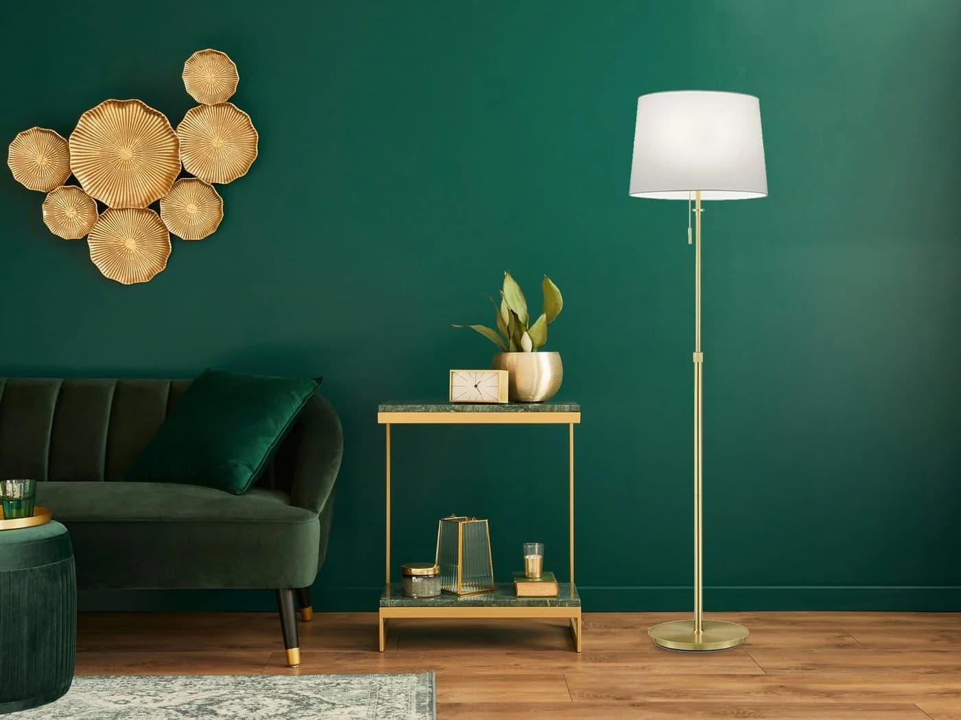 TRIO Leuchten LED Stehlampe höhenverstellbar Messing Weiß - Bild 5