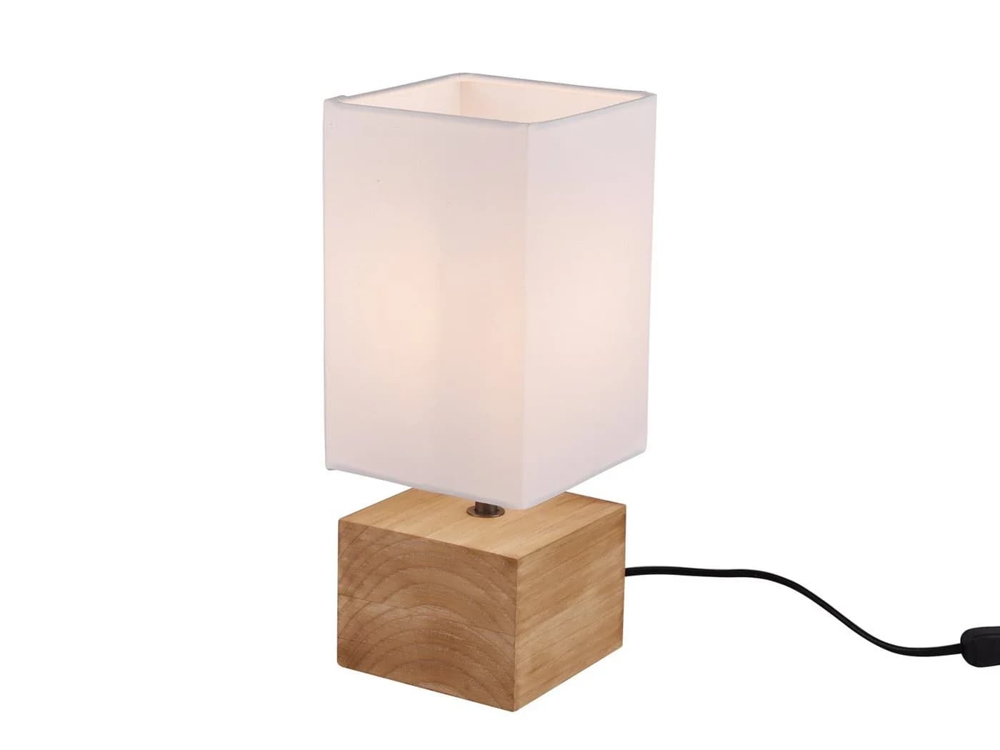 Reality Leuchten LED Nachttischlampe Dimmbar Weiß Holz Stoff - Bild 2
