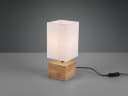 Reality Leuchten LED Nachttischlampe Dimmbar Weiß Holz Stoff Bild 3