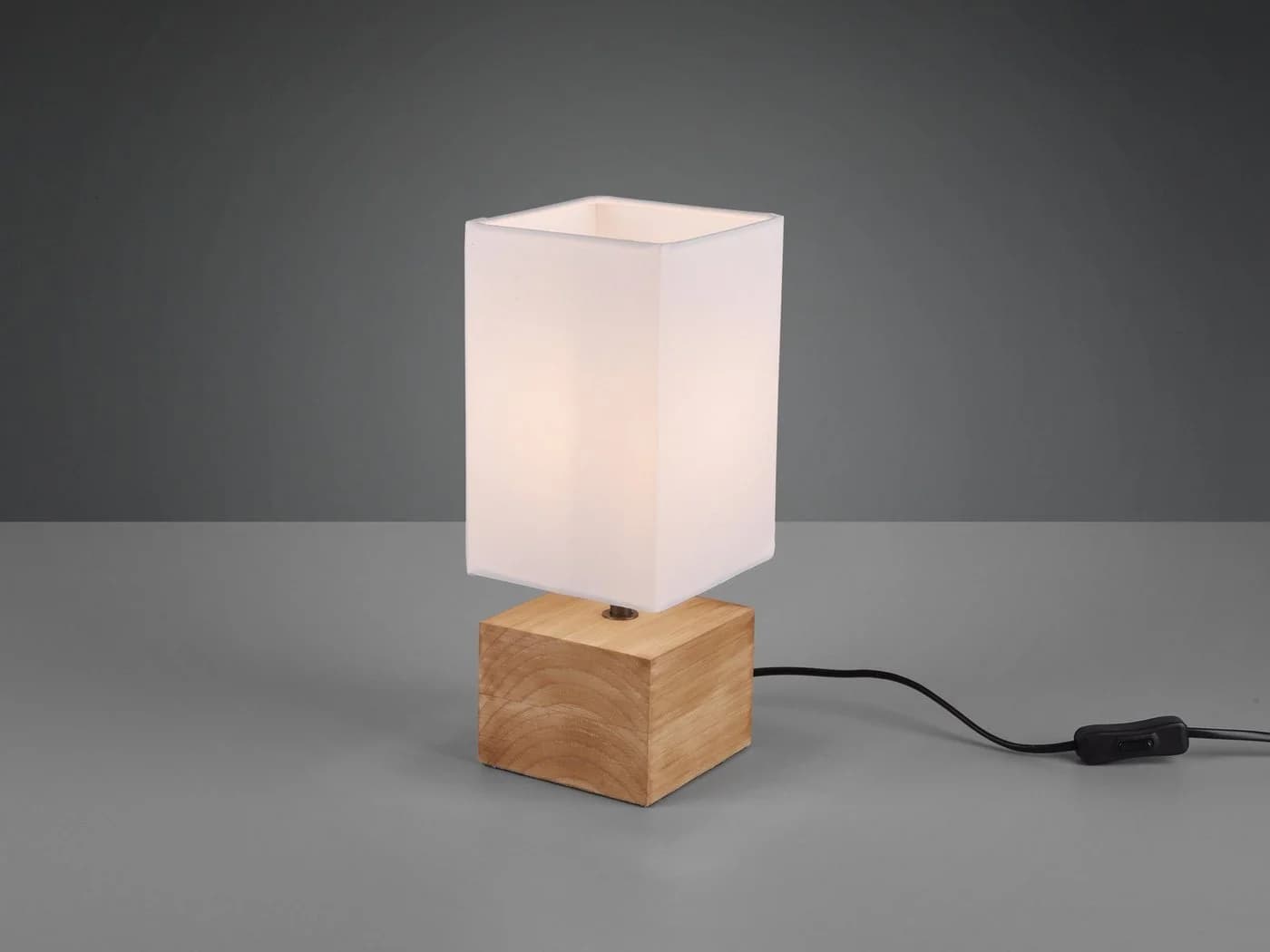 Reality Leuchten LED Nachttischlampe Dimmbar Weiß Holz Stoff - Bild 3