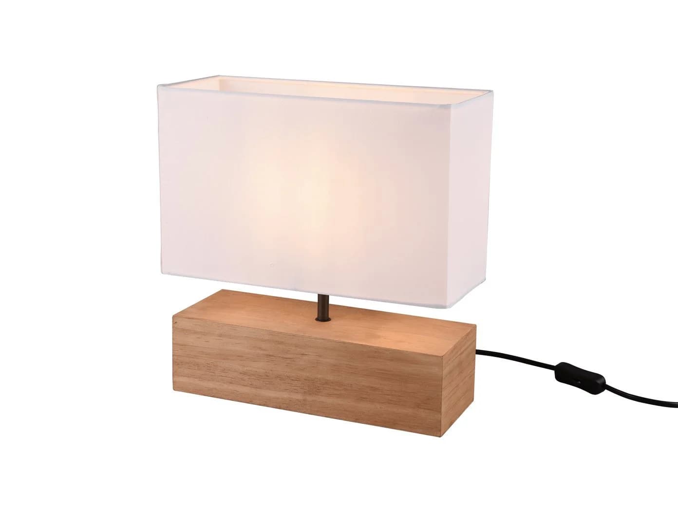 Reality Leuchten LED Nachttischlampe Weiß mit Holzfuß dimmbar - Bild 2