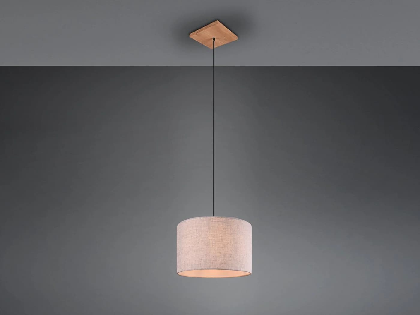 Trio Leuchten LED Pendelleuchte Beige Braun Holz Stoff Skandinavisch - Bild 3