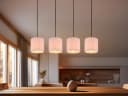 Trio Leuchten LED Pendelleuchte 4-flammig Beige Holz Stoff Skandinavisch Bild 1