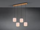 Trio Leuchten LED Pendelleuchte 4-flammig Beige Holz Stoff Skandinavisch Bild 3