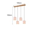 Trio Leuchten LED Pendelleuchte 4-flammig Beige Holz Stoff Skandinavisch Bild 4