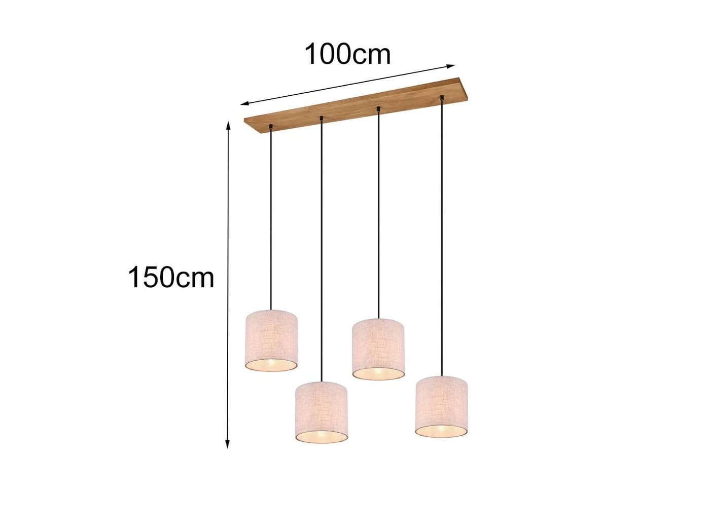 Trio Leuchten LED Pendelleuchte 4-flammig Beige Holz Stoff Skandinavisch - Bild 4