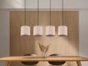 Trio Leuchten LED Pendelleuchte 4-flammig Beige Holz Stoff Skandinavisch Bild 5