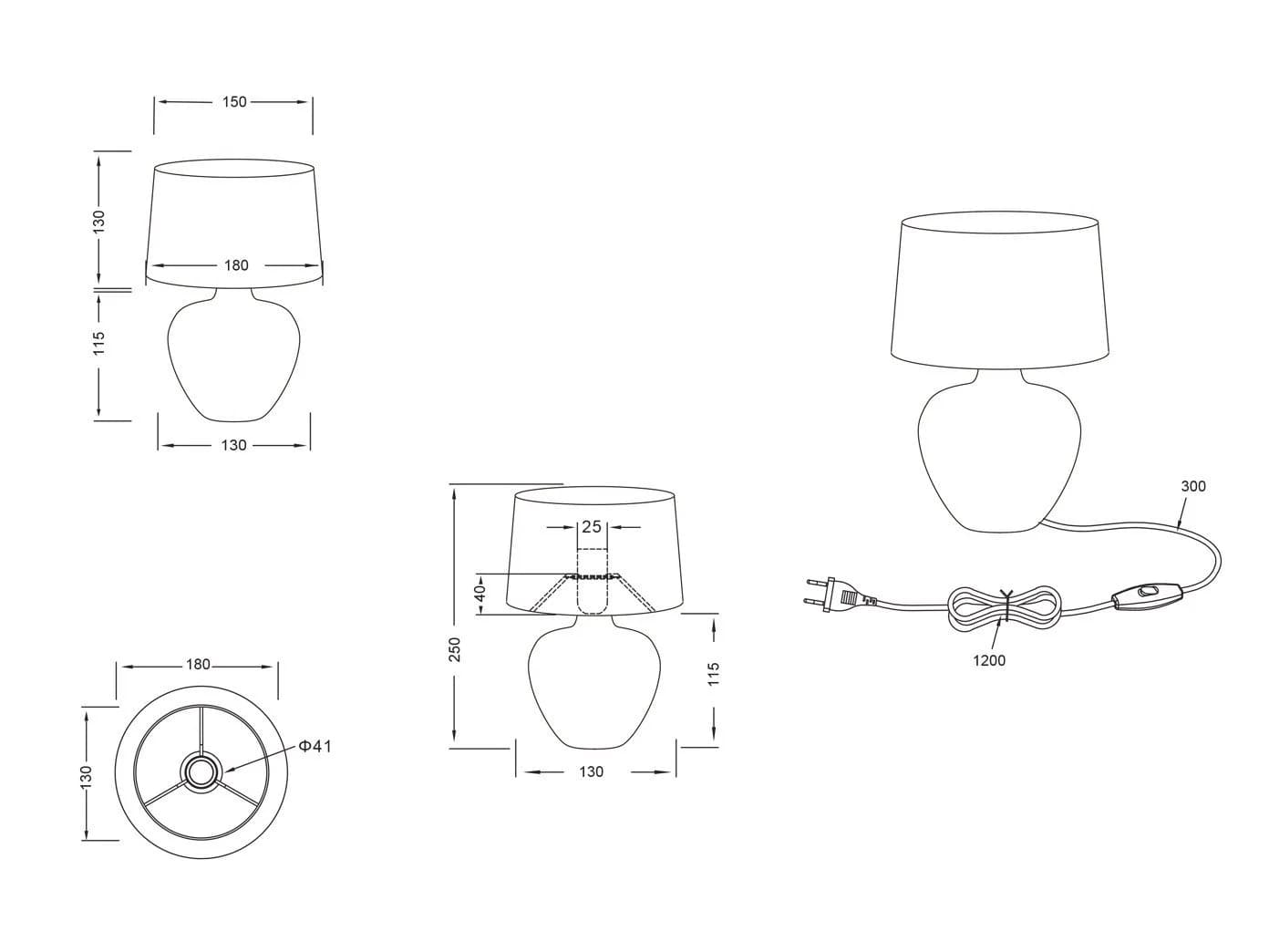 Reality Leuchten LED Tischleuchte Beige Keramik & Stoff - Bild 5