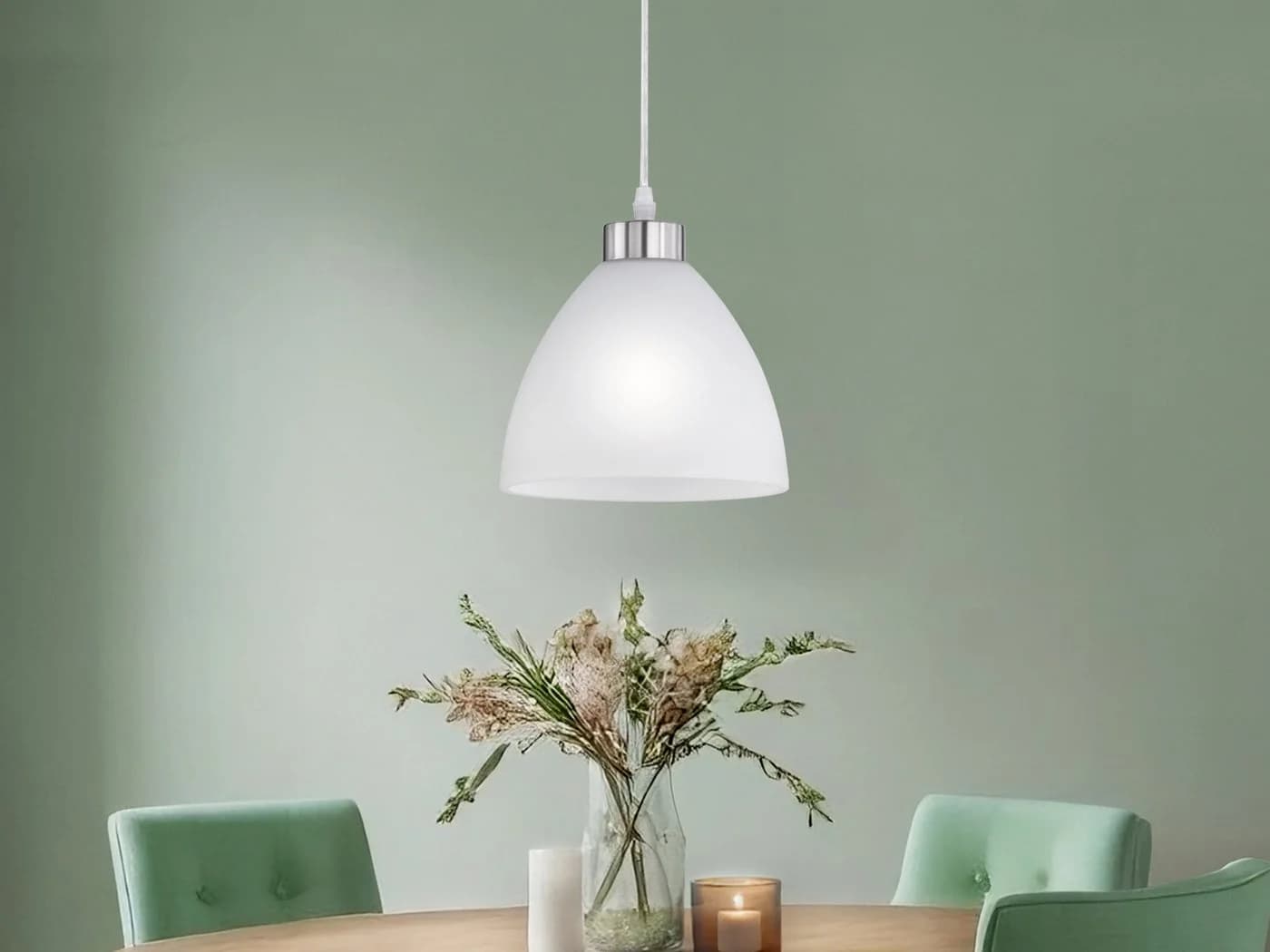 Reality Leuchten LED Pendelleuchte Weiß Dimmbar Milchglas