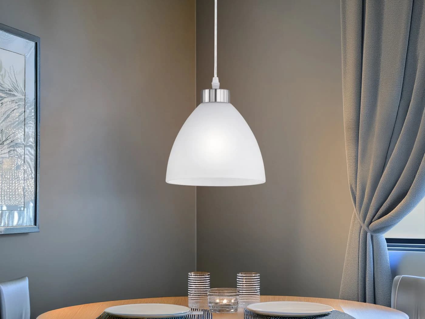 Reality Leuchten LED Pendelleuchte Weiß Dimmbar Milchglas - Bild 5