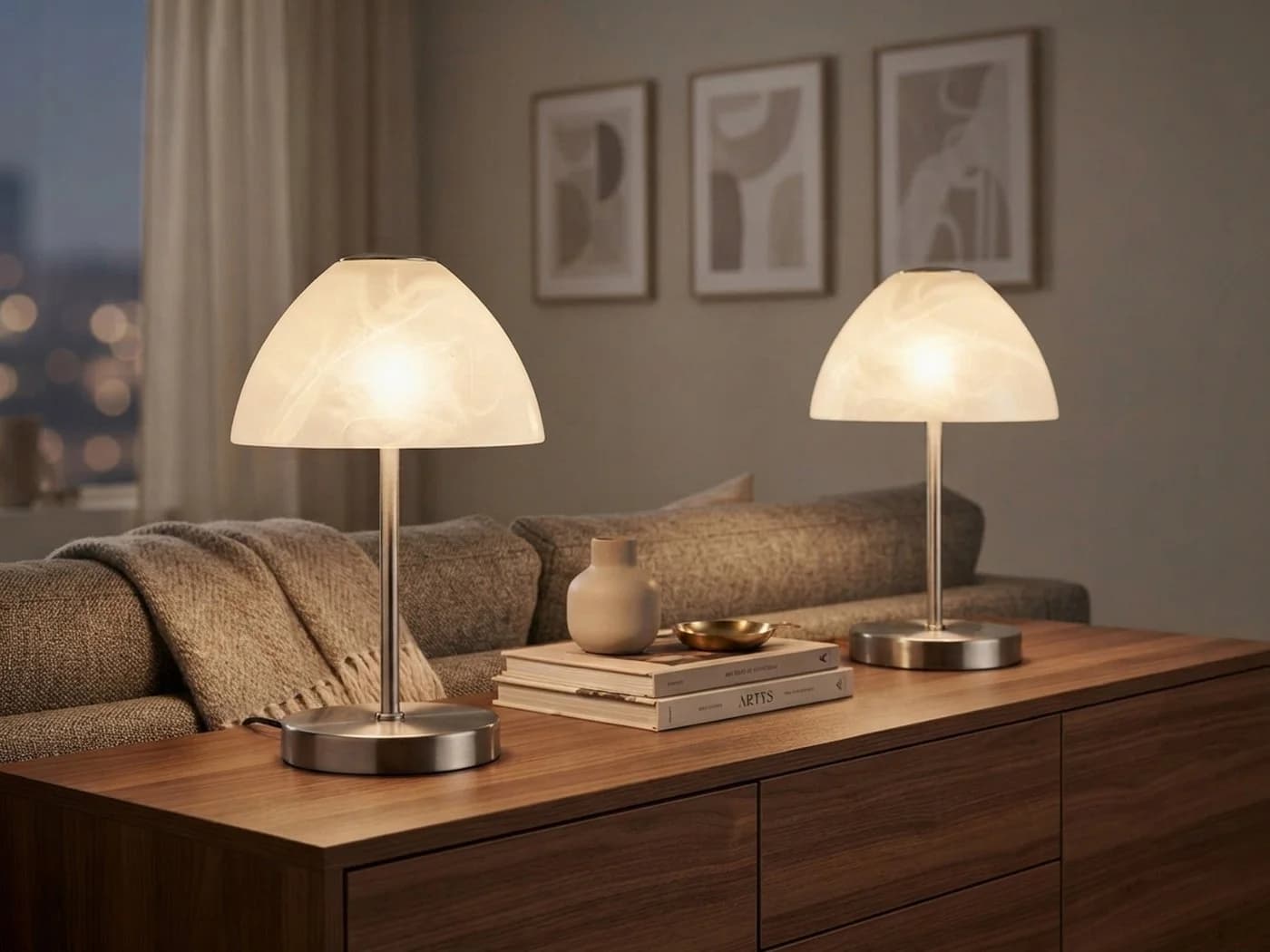 Reality Leuchten LED Nachttischlampe 2er Set Dimmbar Silber Weiß