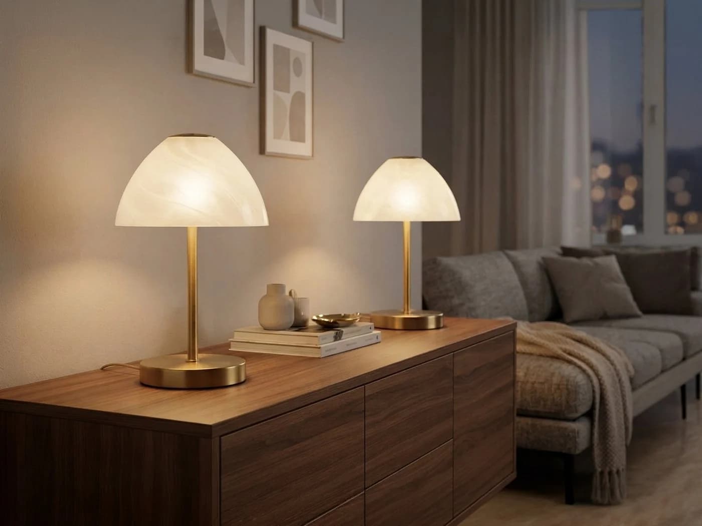 Reality Leuchten LED Nachttischlampe 2er Set Dimmbar Messing Weiß - Bild 5