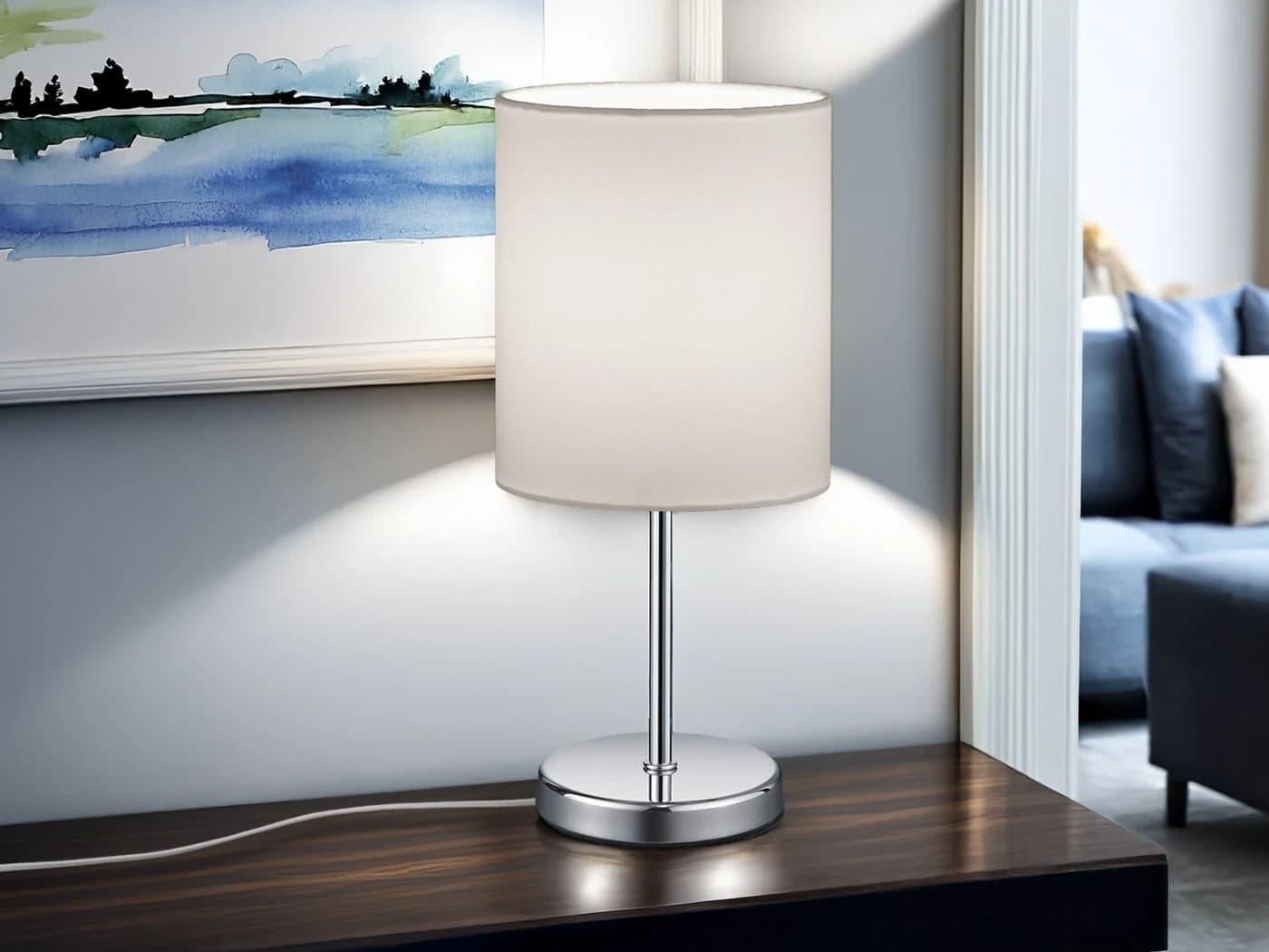 Reality Leuchten LED Nachttischlampe Dimmbar Weiß Chrom