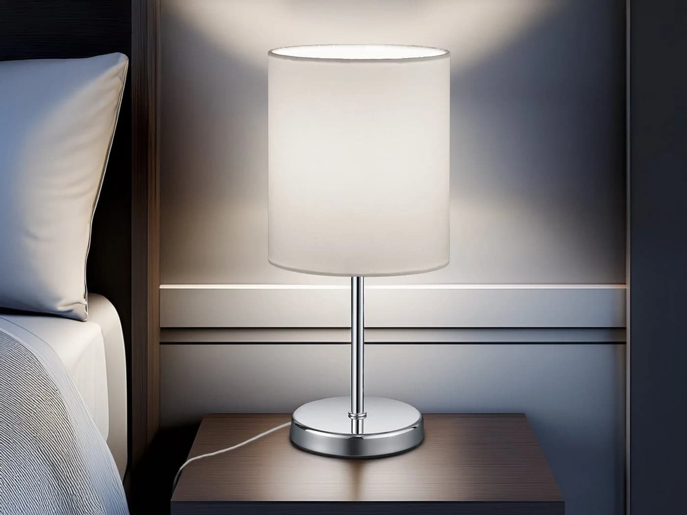 Reality Leuchten LED Nachttischlampe Dimmbar Weiß Chrom - Bild 5