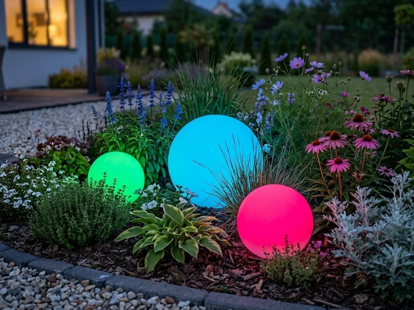 Reality Leuchten LED Solarleuchte 3er Set Farbwechsel RGB Gartenkugeln - Bild 2