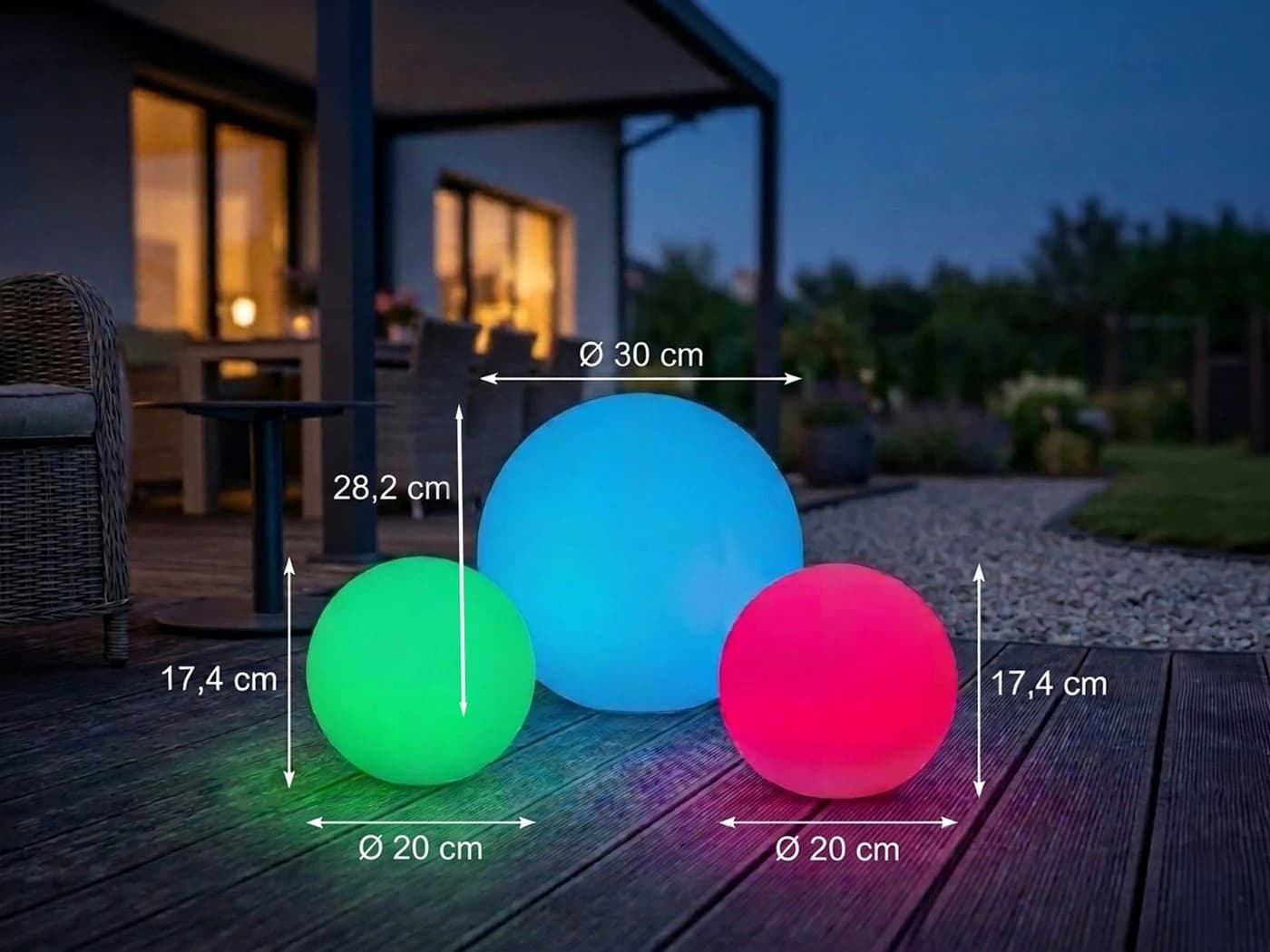 Reality Leuchten LED Solarleuchte 3er Set Farbwechsel RGB Gartenkugeln - Bild 3