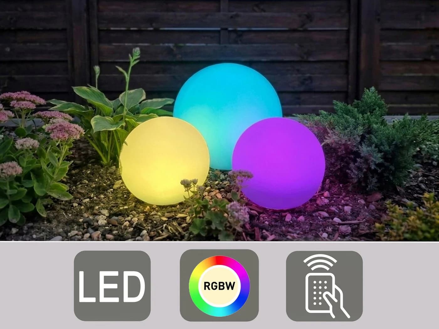 Reality Leuchten LED Solarleuchte 3er Set Farbwechsel RGB Gartenkugeln - Bild 5